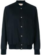 Maison Flaneur Snap Button Bomber Jacket - Blue
