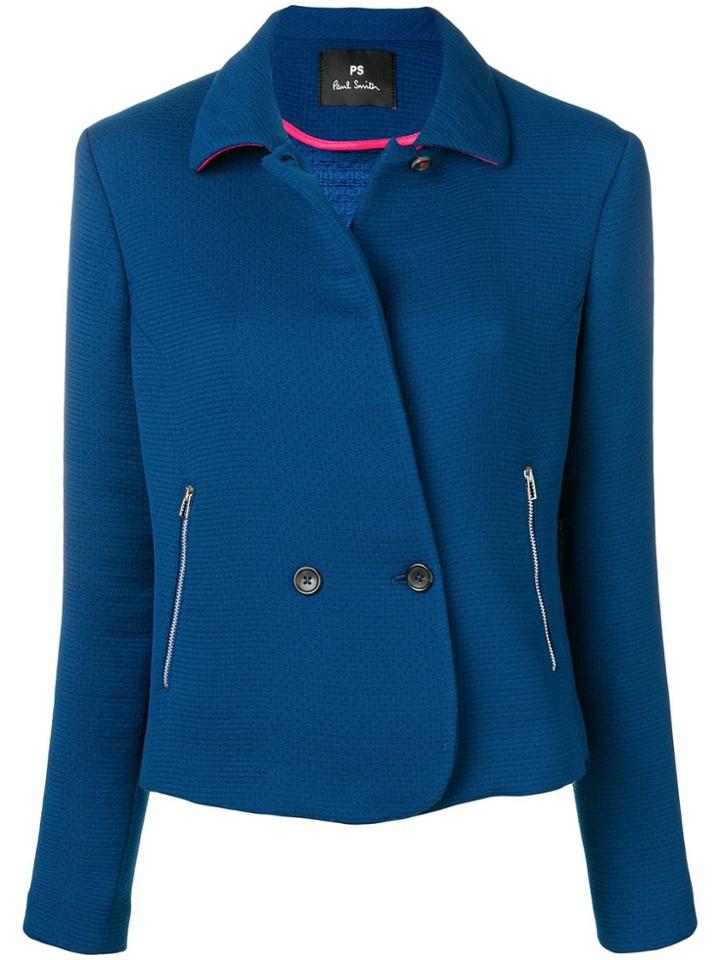 Ps By Paul Smith Double Breasted Fitted Jacket - Blue
