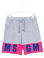 Msgm Kids - Logo Print Jogging Shorts - Kids - Cotton - 6 Yrs, Grey