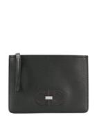 Salvatore Ferragamo Pebbled Logo Clutch Bag - Black