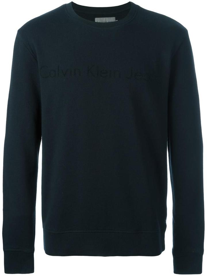 Calvin Klein Jeans Logo Print Sweatshirt, Men's, Size: Medium, Blue, Cotton/polyester