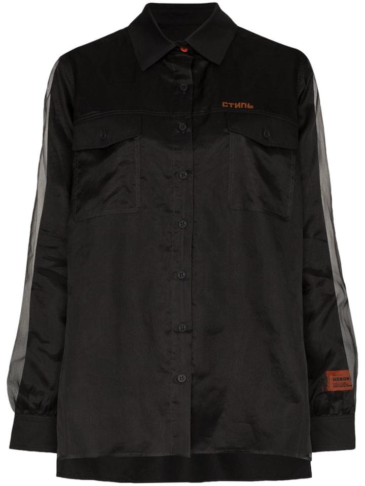Heron Preston Double-layer Silk Shirt - Black
