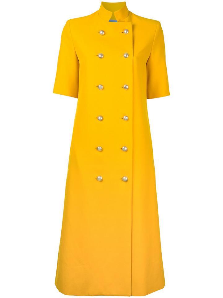 Macgraw - Temperate Long Coat - Women - Polyester/wool - 8, Yellow/orange, Polyester/wool