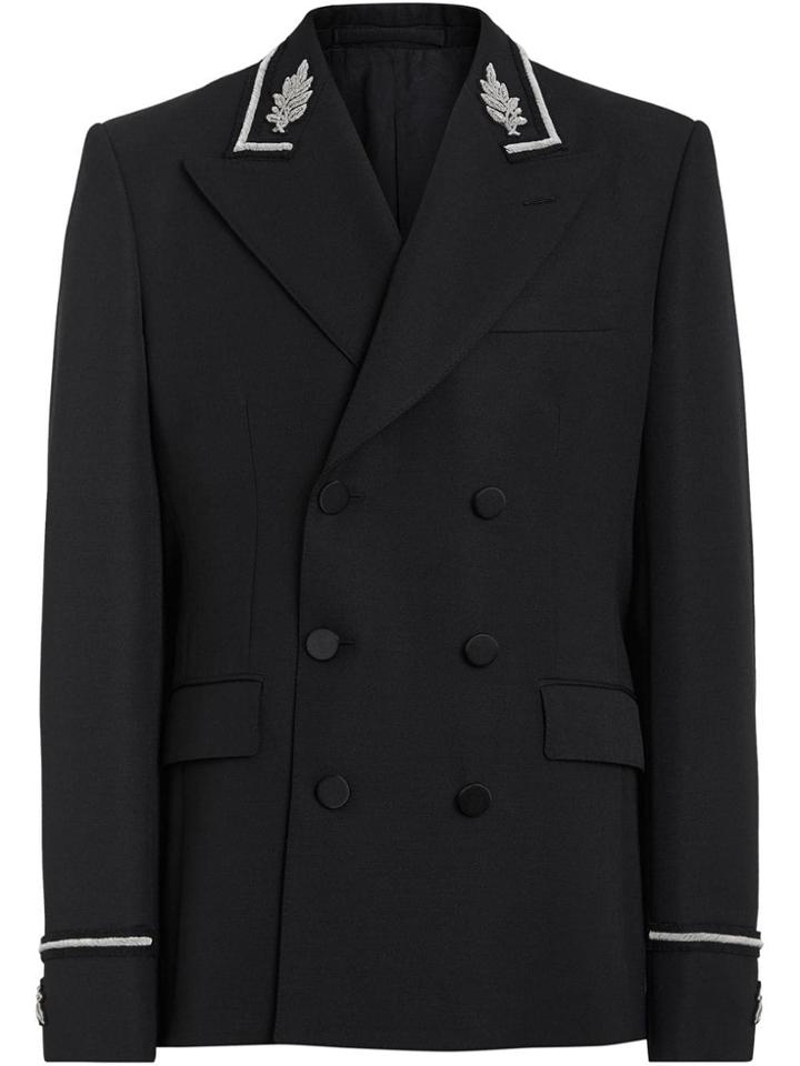Burberry Filigree-embellished Double-breasted Jacket - Black