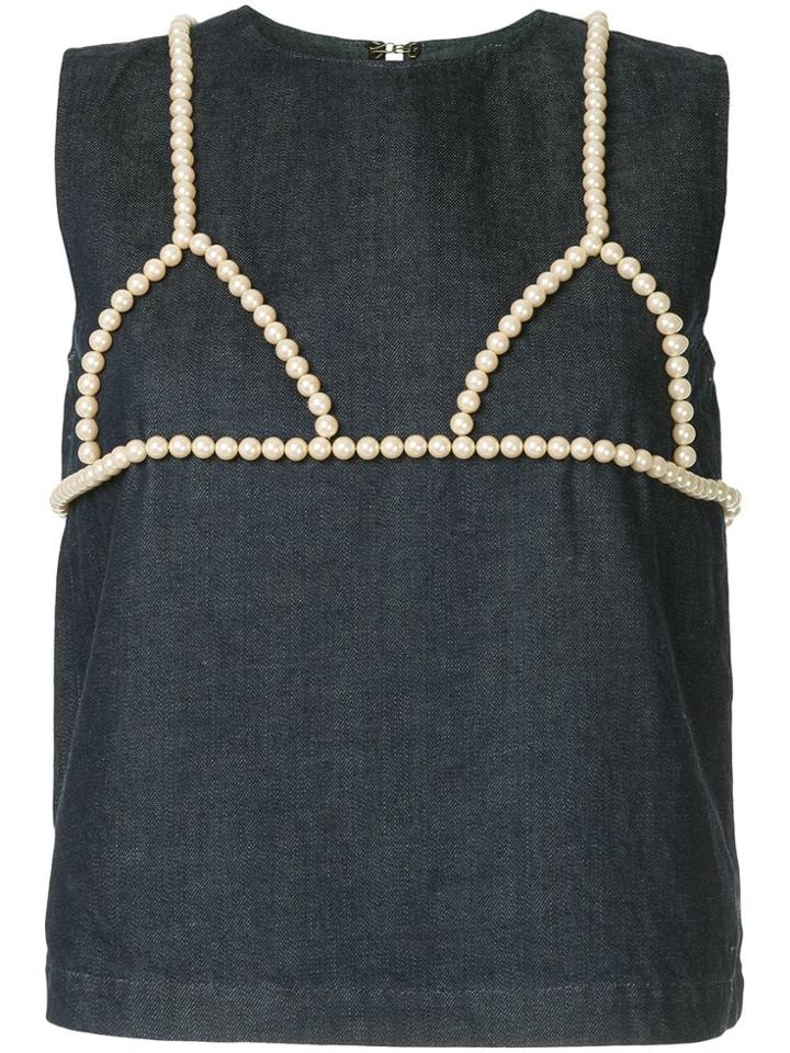 Tu Es Mon Trésor Bra Denim Top - Blue
