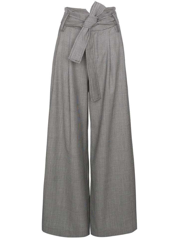 Wright Le Chapelain Oxford Bags Check Trousers - Black