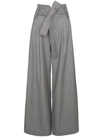 Wright Le Chapelain Oxford Bags Check Trousers - Black