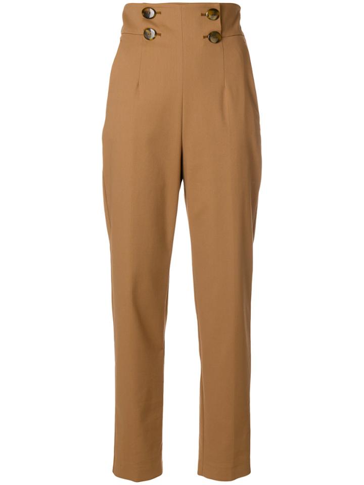 Sara Battaglia Double Breasted High Waisted Trousers - Brown