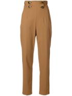 Sara Battaglia Double Breasted High Waisted Trousers - Brown