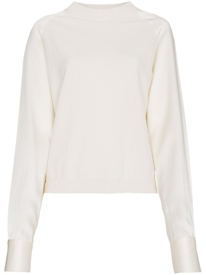 Haider Ackermann Cashmere Blend Sweater With Fabric Sleeves - White