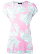 Diesel Leaf Print T-shirt, Women's, Size: Large, Pink/purple, Viscose