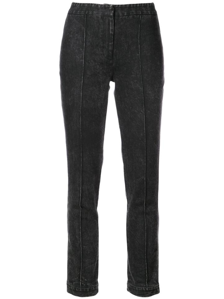 Adam Lippes Acid Wash Straight Leg Jeans - Black