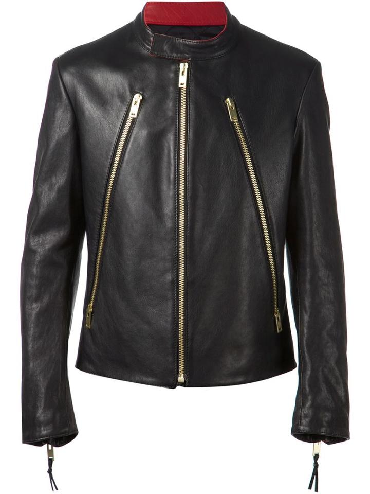 Maison Margiela - Zip Detail Biker Jacket - Men - Leather/viscose - 52, Black, Leather/viscose