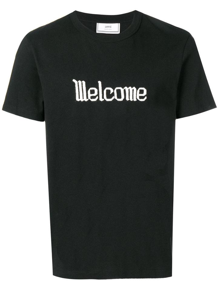 Ami Alexandre Mattiussi Crewneck Tee With Off-white Welcome Embroidery