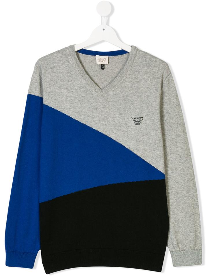Armani Junior Geometric Sweater - Grey