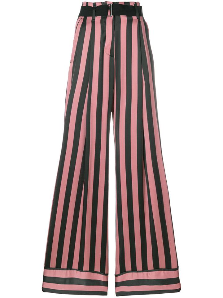 Ann Demeulemeester Striped Wide Leg Trousers - Black