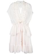 Givenchy Ruffle Trim Sheer Panel Dress - Pink & Purple