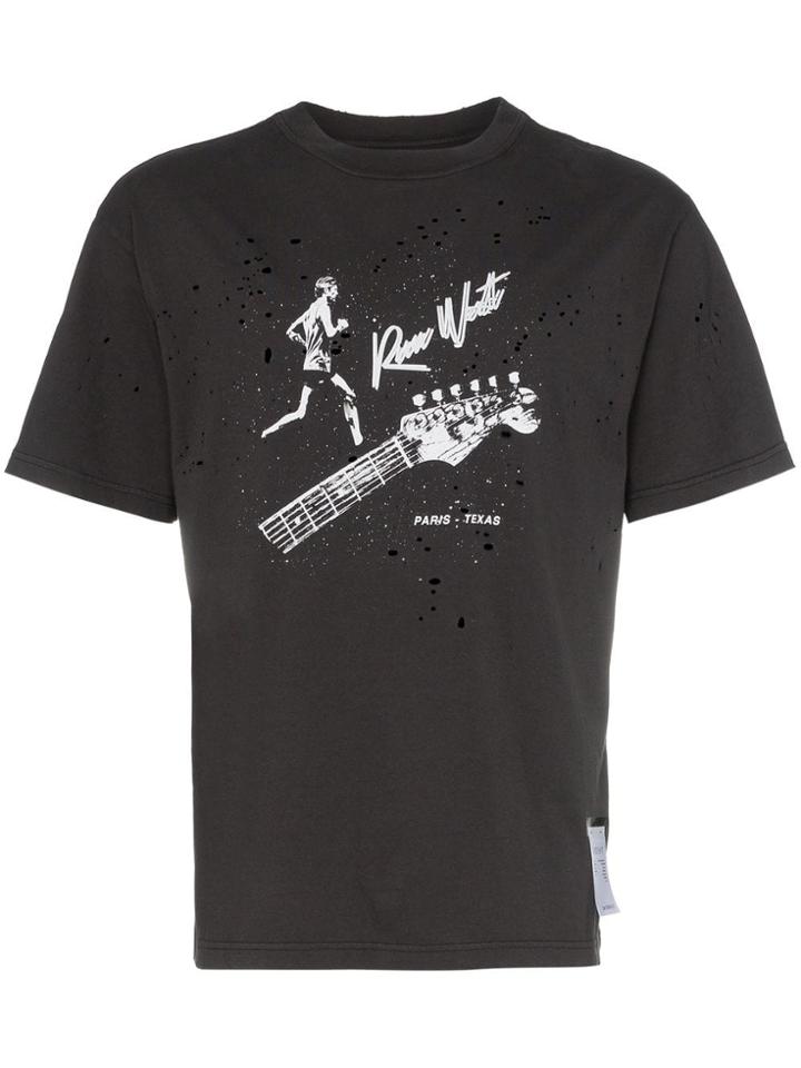 Satisfy Run West Print Distressed Cotton T-shirt - Black