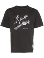Satisfy Run West Print Distressed Cotton T-shirt - Black