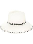 Borsalino Zig-zag Trim Woven Hat - White