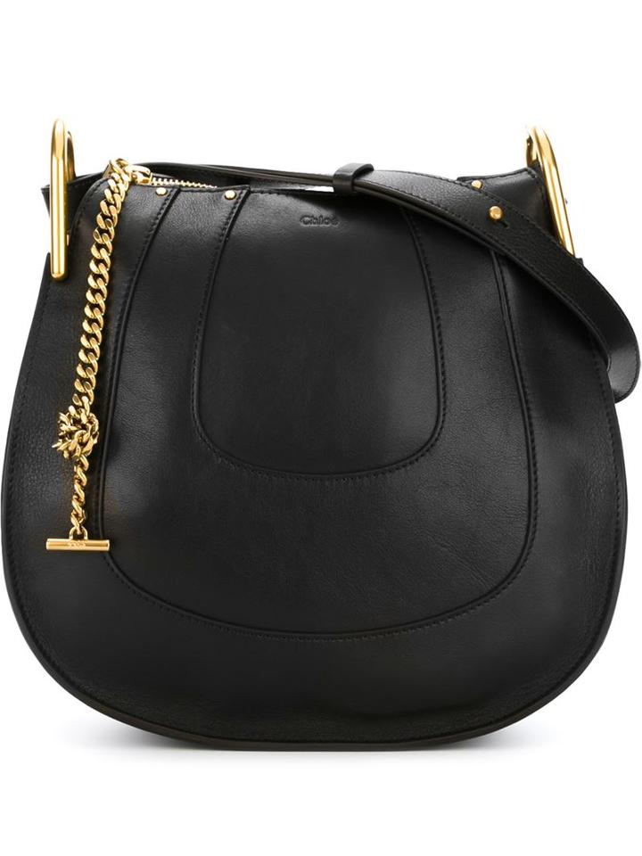 Chloé Hayley Shoulder Bag, Women's, Black, Brass/calf Leather