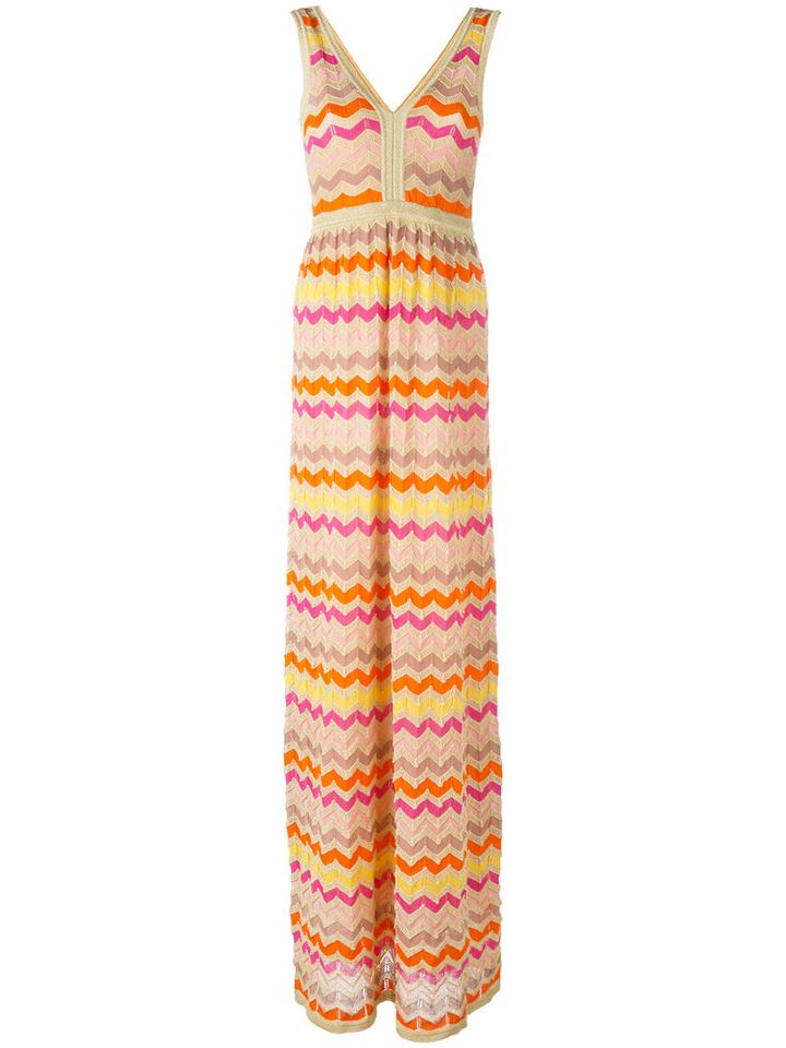 M Missoni - Zigzag V-neck Dress - Women - Cotton/polyamide/polyester/metallic (grey) Fibre - 42, Cotton/polyamide/polyester/metallic Fibre