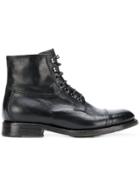 Silvano Sassetti Leather Lace-up Boots - Black