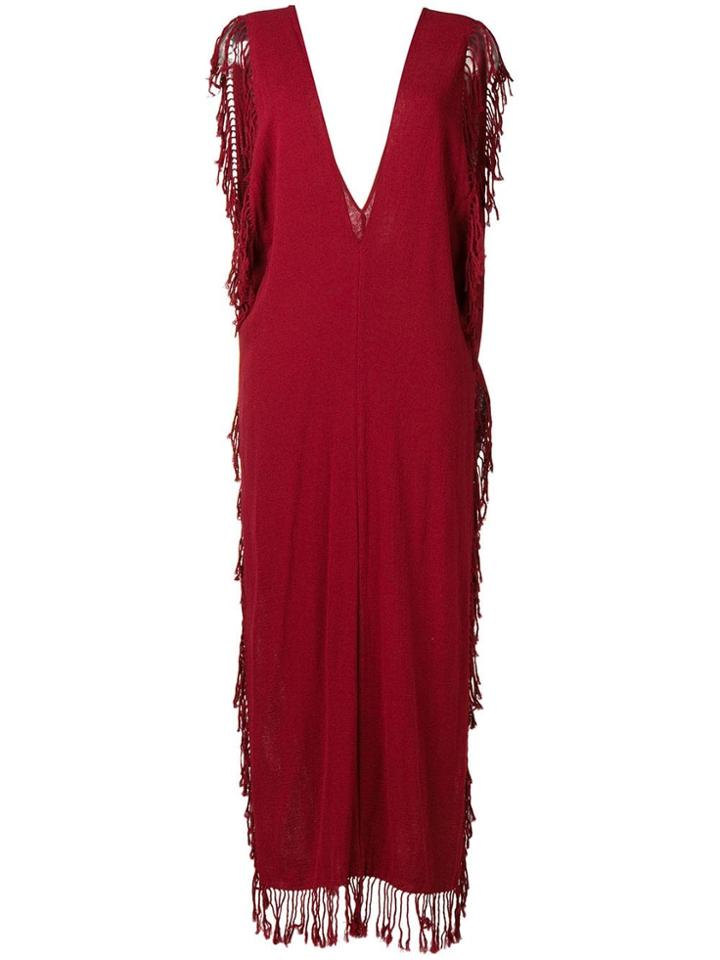 Caravana Deep V Neck Long Dress - Red
