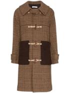 Rejina Pyo Check Print Hooded Wool Duffle Coat - Brown