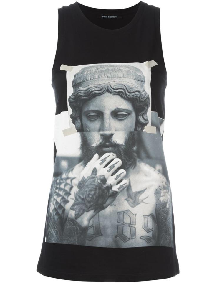 Neil Barrett Photo Print Tank Top, Women's, Size: Xs, Black, Cotton