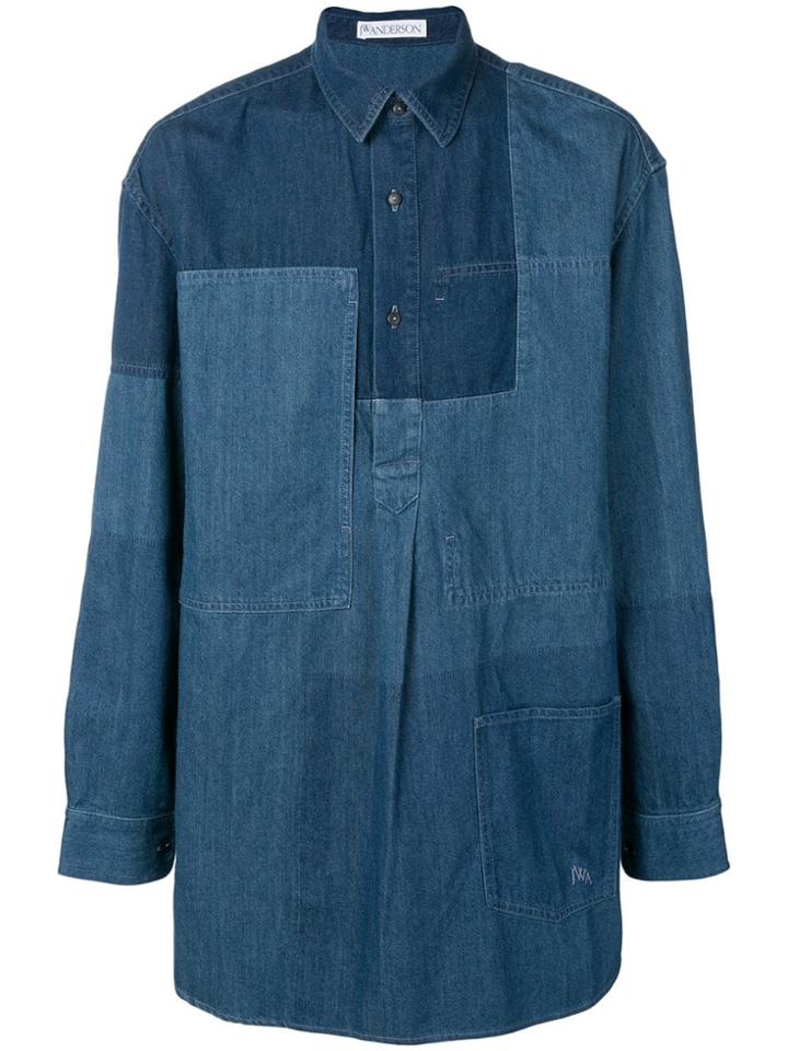 Jw Anderson Panelled Denim Shirt - Blue