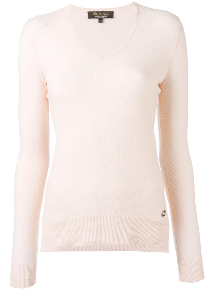 Loro Piana - V-neck Jumper - Women - Cashmere - 38, Pink/purple, Cashmere