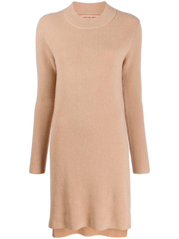 Yves Salomon Knit Crew-neck Dress - Neutrals