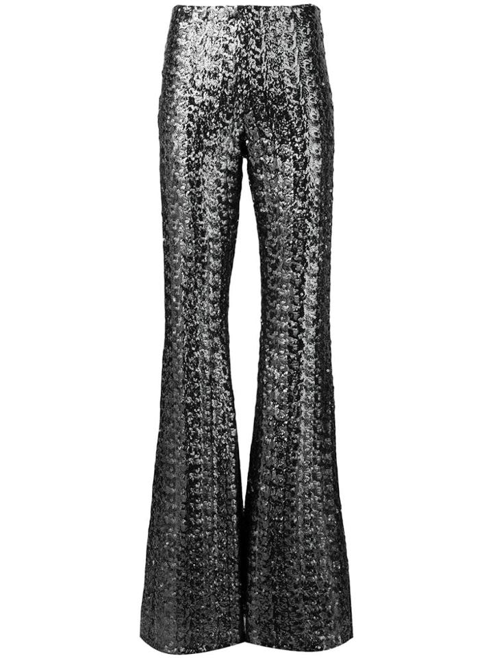 Alexis Sequinned Flare Trousers - Grey