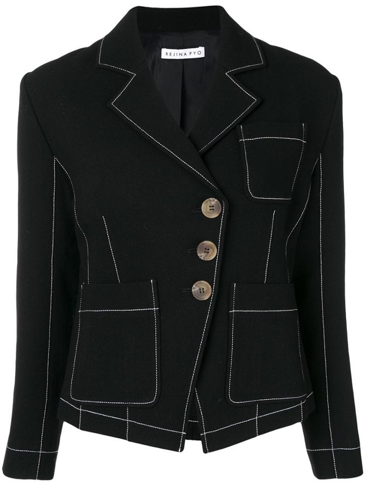 Rejina Pyo Contrast Stitch Blazer - Black