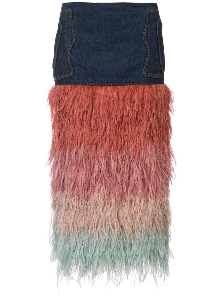 Johanna Ortiz High-waisted Feather Style Skirt - Blue