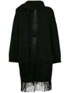 Salvatore Ferragamo Fringed Cardigan With Scarf - Black