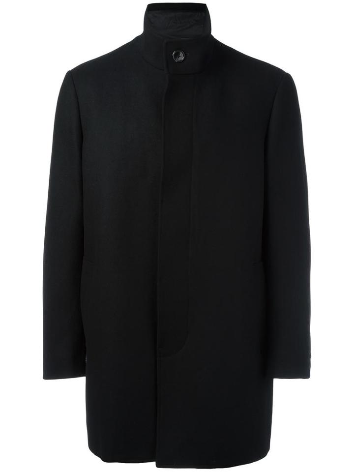 Michael Kors Funnel Neck Coat, Men's, Size: Large, Black, Wool/polyamide/nylon/polyester
