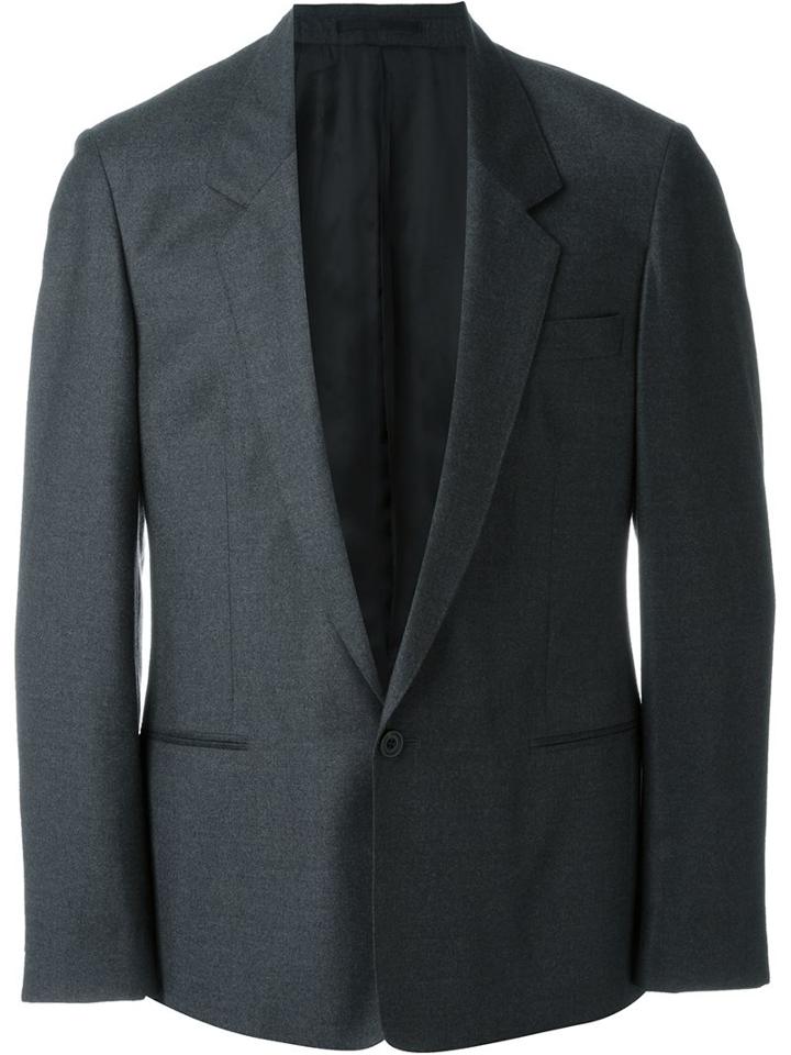 E. Tautz Single Button Jacket, Men's, Size: 44, Grey, Silk/wool