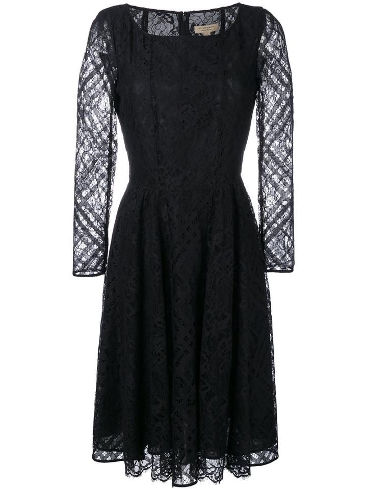 Burberry Flared Lace Dress, Women's, Size: 12, Blue, Cotton/polyamide/polyester/spandex/elastane