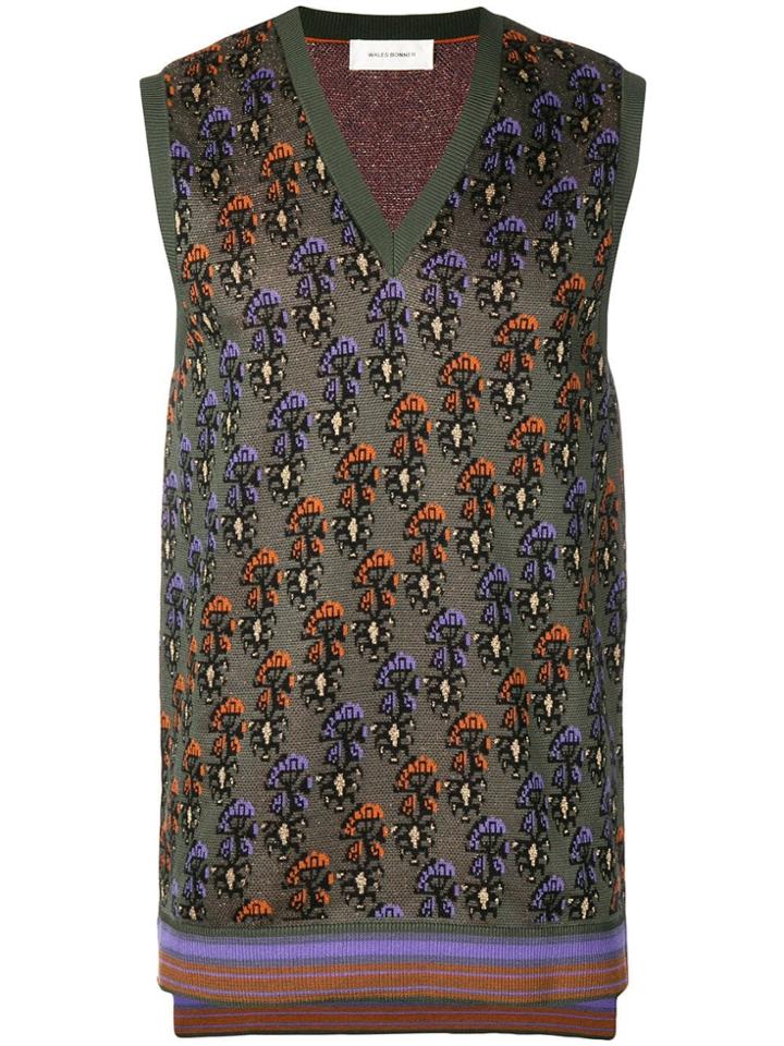 Wales Bonner Floral Jacquard Sweater Vest - Green