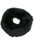 Yves Salomon Circle Scarf, Women's, Black, Rabbit Fur
