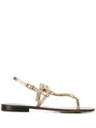 Emanuela Caruso Embellished Snake Strap Sandals - Metallic