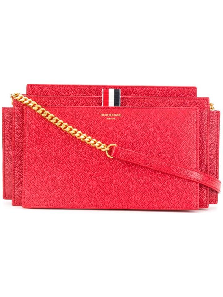 Thom Browne Chain Strap Accordion Clutch - Red