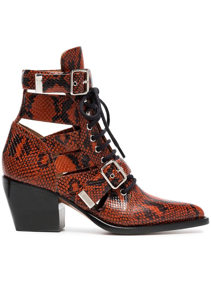 Chloé Brown Rylee 60 Boot In Python Print Calfskin