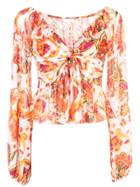 Caroline Constas Printed V-neck Blouse - Orange