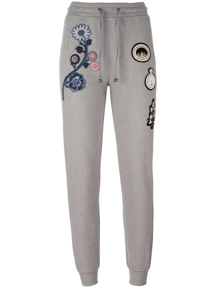 Mr & Mrs Italy Embroidered Sweatpants, Women's, Size: 38, Grey, Wool/polyamide/polyester/cotton