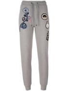 Mr & Mrs Italy Embroidered Sweatpants, Women's, Size: 38, Grey, Wool/polyamide/polyester/cotton