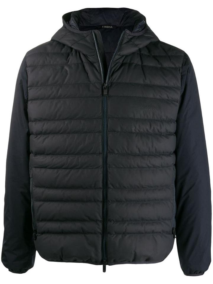 Z Zegna Hooded Padded Jacket - Black