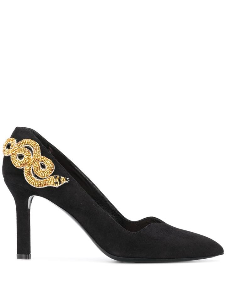Escada Snake Embellished Pumps - Black